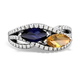 Sapphire Diamond Rivers 14K White Gold ring R3070