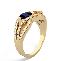 Sapphire Diamond Rivers 14K Yellow Gold ring R3070