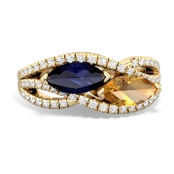 Sapphire Diamond Rivers 14K Yellow Gold ring R3070