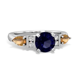 Sapphire 6Mm Round Eternal Embrace Engagement 14K White Gold ring R2005