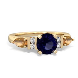 Sapphire 6Mm Round Eternal Embrace Engagement 14K Yellow Gold ring R2005