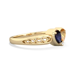 Sapphire Filligree 'One Heart' 14K Yellow Gold ring R5070