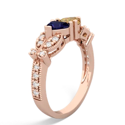 Sapphire Diamond Butterflies 14K Rose Gold ring R5601