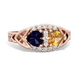 Sapphire Sparkling Celtic Knot 14K Rose Gold ring R2645