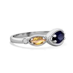 Sapphire Milgrain Marquise 14K White Gold ring R5700