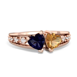 Sapphire Heart To Heart 14K Rose Gold ring R3342