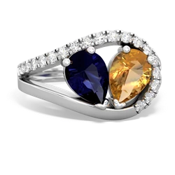 Sapphire Nestled Heart Keepsake 14K White Gold ring R5650