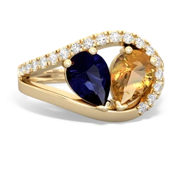 Sapphire Nestled Heart Keepsake 14K Yellow Gold ring R5650