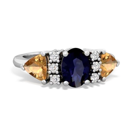 Sapphire Antique Style Three Stone 14K White Gold ring R2186