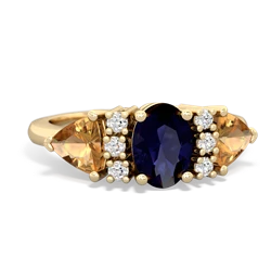 Sapphire Antique Style Three Stone 14K Yellow Gold ring R2186