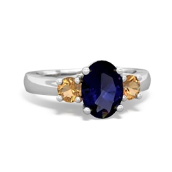 Sapphire Three Stone Oval Trellis 14K White Gold ring R4024