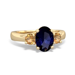 Sapphire Three Stone Oval Trellis 14K Yellow Gold ring R4024