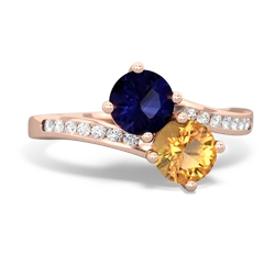 Sapphire Channel Set Two Stone 14K Rose Gold ring R5303