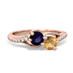 Sapphire Infinity Pave Two Stone 14K Rose Gold ring R5285