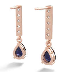 Sapphire Art Deco Diamond Drop 14K Rose Gold earrings E5324