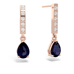 Sapphire Art Deco Diamond Drop 14K Rose Gold earrings E5324