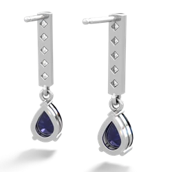 Sapphire Art Deco Diamond Drop 14K White Gold earrings E5324