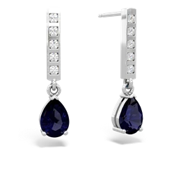 Sapphire Art Deco Diamond Drop 14K White Gold earrings E5324