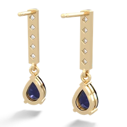 Sapphire Art Deco Diamond Drop 14K Yellow Gold earrings E5324