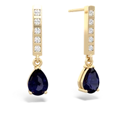 Sapphire Art Deco Diamond Drop 14K Yellow Gold earrings E5324