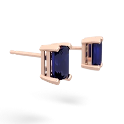 Sapphire 6X4mm Emerald-Cut Stud 14K Rose Gold earrings E1855