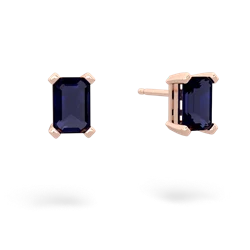 Sapphire 6X4mm Emerald-Cut Stud 14K Rose Gold earrings E1855