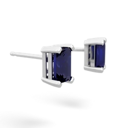 Sapphire 6X4mm Emerald-Cut Stud 14K White Gold earrings E1855