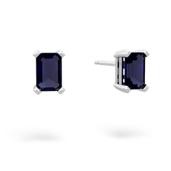 Sapphire 6X4mm Emerald-Cut Stud 14K White Gold earrings E1855