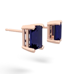 Sapphire 7X5mm Emerald-Cut Stud 14K Rose Gold earrings E1856