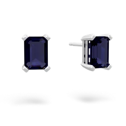 Sapphire 7X5mm Emerald-Cut Stud 14K White Gold earrings E1856