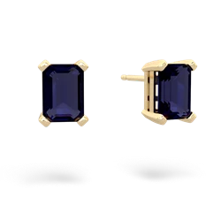 Sapphire 7X5mm Emerald-Cut Stud 14K Yellow Gold earrings E1856