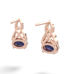 Sapphire Celtic Trinity Knot 14K Rose Gold earrings E2389