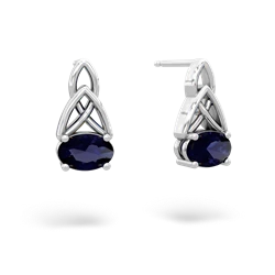 Sapphire Celtic Trinity Knot 14K White Gold earrings E2389