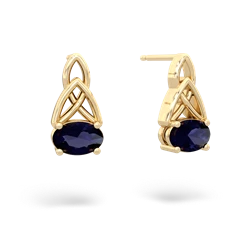 Sapphire Celtic Trinity Knot 14K Yellow Gold earrings E2389