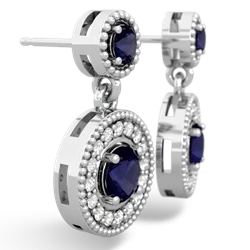 Sapphire Halo Dangle 14K White Gold earrings E5319