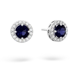 Sapphire Halo 14K White Gold earrings E5320