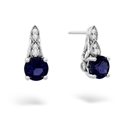 Sapphire Antique Elegance 14K White Gold earrings E3100