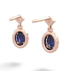 Sapphire Antique-Style Halo 14K Rose Gold earrings E5720