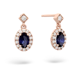 Sapphire Antique-Style Halo 14K Rose Gold earrings E5720