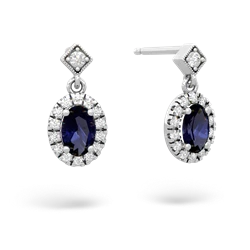 Sapphire Antique-Style Halo 14K White Gold earrings E5720