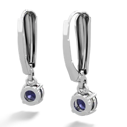 Sapphire 5Mm Round Lever Back 14K White Gold earrings E2785