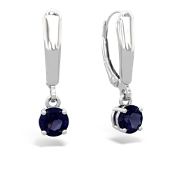 Sapphire 5Mm Round Lever Back 14K White Gold earrings E2785