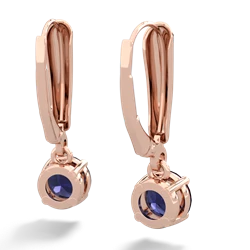 Sapphire 6Mm  Round Lever Back 14K Rose Gold earrings E2786
