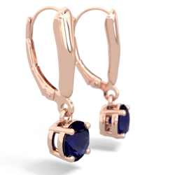 Sapphire 6Mm  Round Lever Back 14K Rose Gold earrings E2786