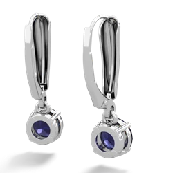 Sapphire 6Mm  Round Lever Back 14K White Gold earrings E2786