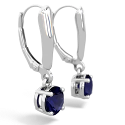 Sapphire 6Mm  Round Lever Back 14K White Gold earrings E2786