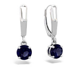 Sapphire 6Mm  Round Lever Back 14K White Gold earrings E2786