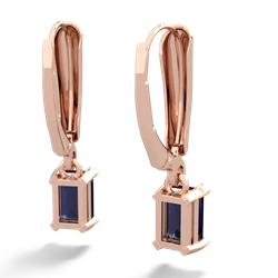 Sapphire 6X4mm Emerald-Cut Lever Back 14K Rose Gold earrings E2855