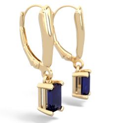 Sapphire 6X4mm Emerald-Cut Lever Back 14K Yellow Gold earrings E2855