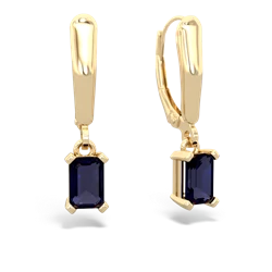Sapphire 6X4mm Emerald-Cut Lever Back 14K Yellow Gold earrings E2855